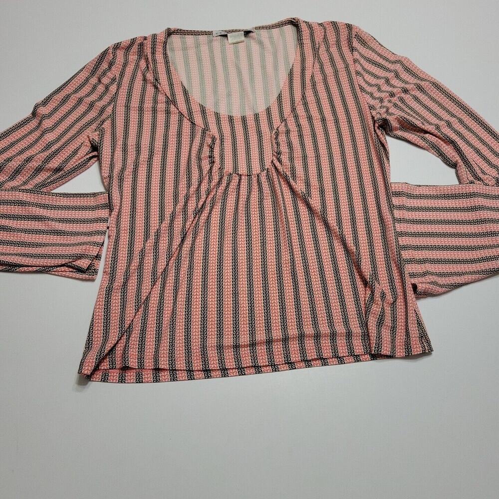 Versa Villes Shirt Womens Small Blouse Blush Pink Brown Boho Top Comfort Stretch
